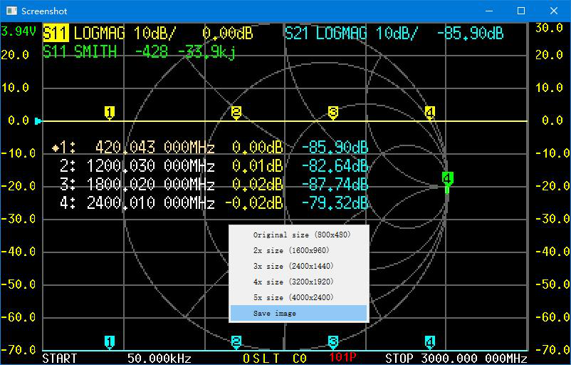 NanoVNA-Saver sweep display